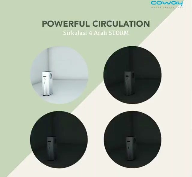 COWAY STROM dilengkapi dengan powerful circulation 4 arah, yang mampu disesuaikan dengan keadaan lin...