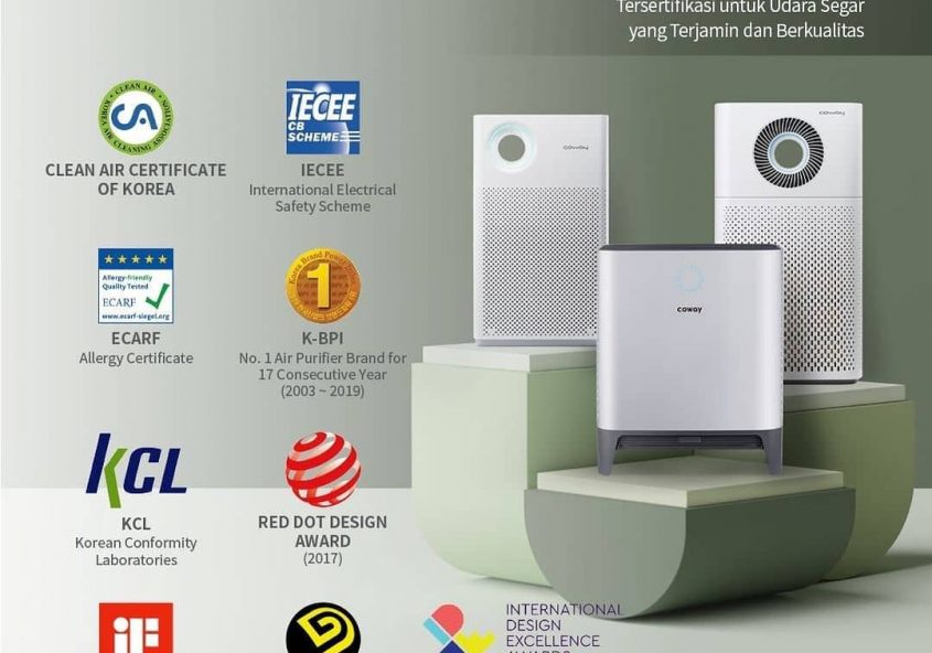 Aman dan nyaman bersama Coway yang telah memiliki banyak sertifikasi dan penghargaan!

Udara segar y...