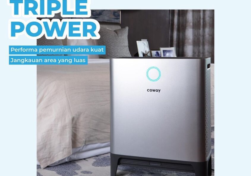 Air purifier dengan Triple Power System, mampu menyaring udara dari 3 sisi: kiri, kanan, dan bawah.
...