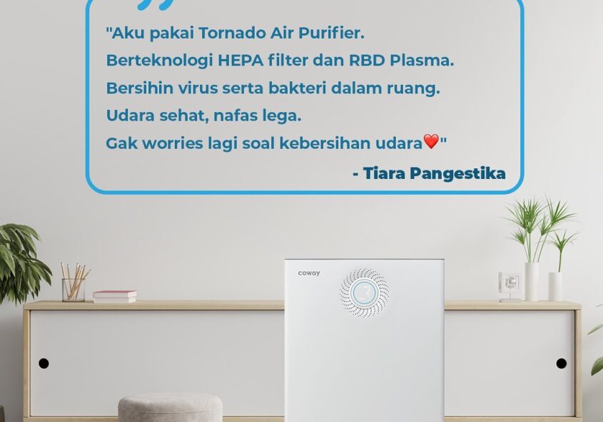No worries! Kalian bisa bernafas lega
Coway Tornado Air purifier membuat udara lebih sehat,
bebas da...